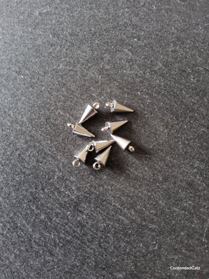 6 or 30 Stainless Steel Cone Spike Charms Solid Smooth 13.5x6mm