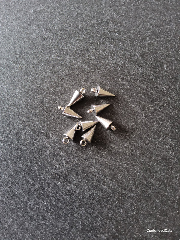 6 or 30 Stainless Steel Cone Spike Charms Solid Smooth 13.5x6mm