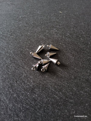 6 or 30 Stainless Steel Cone Spike Charms Solid Smooth 13.5x6mm