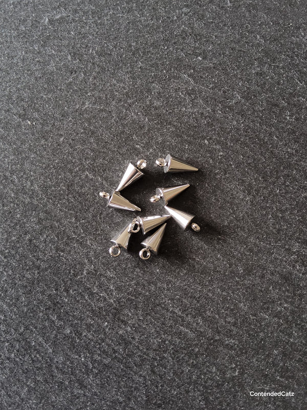 6 or 30 Stainless Steel Cone Spike Charms Solid Smooth 13.5x6mm