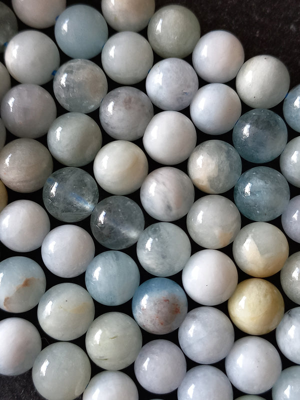 8.5mm Aquamarine Natural Undyed Beads Full 15.5 inch Strand Hole: 1mm
