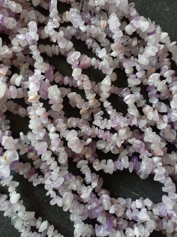 Natural Lavender Amethyst Crystal Irregular Chip Beads 5mm to 8mm. 31 inch Strand. Hole: 1mm