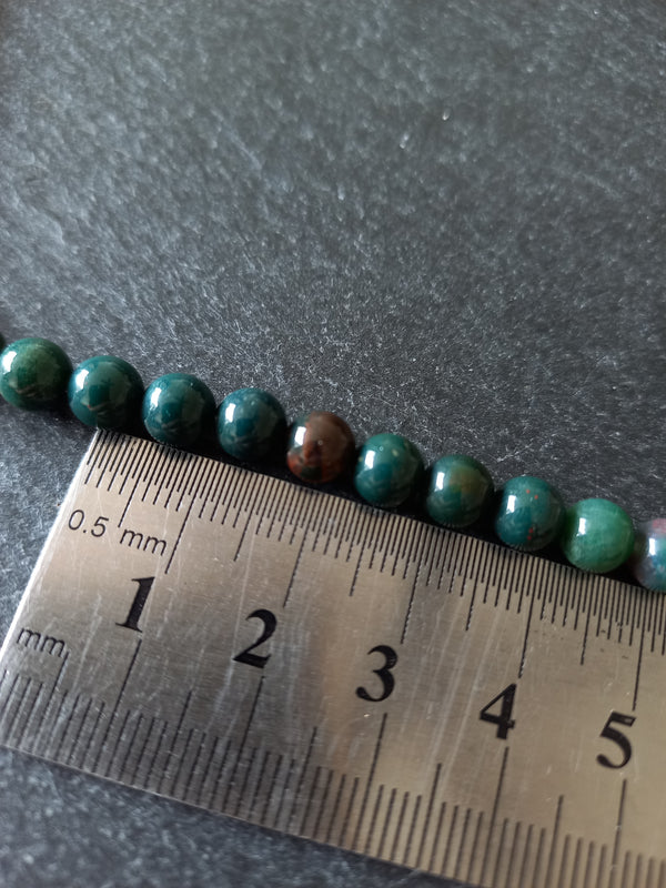 6.3mm Indian Bloodstone Natural Round Gemstone Beads Full 15 inch Strand. Hole: 1mm