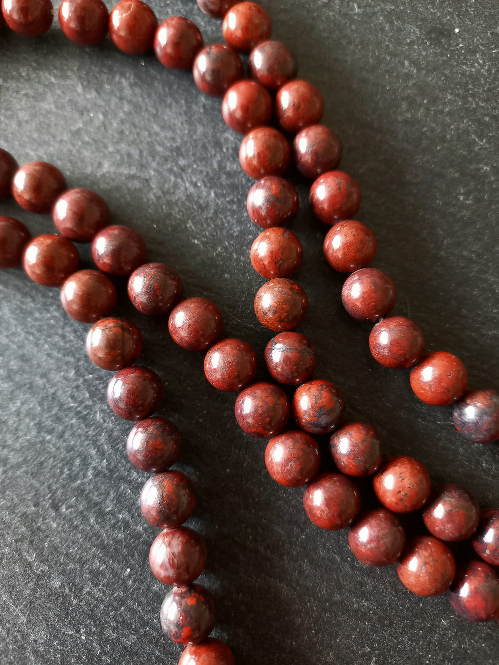 8.5mm Brecciated Jasper Round Beads Full 15 inch Strand. Hole: 1mm