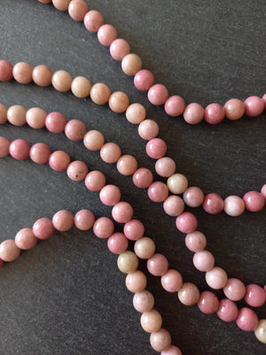 8.3mm Rhodonite Undyed Natural Salmon Pink Beads Full 15 inch strand Hole: 1mm