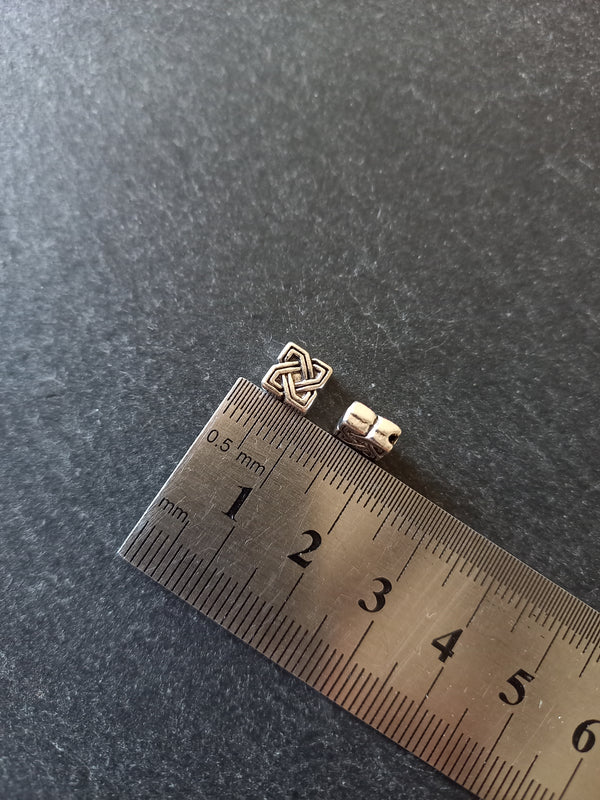 20 or 100 Square Celtic Knot Beads 7mm Antique Silver Tone Alloy 7x7x4mm
