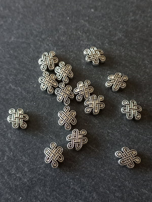 20 or 100 Celtic Knot Shaped 10mm Beads Antique Silver Alloy 10x7x4mm