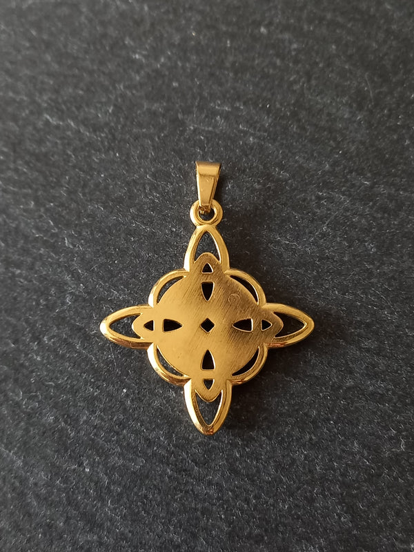 Gold Stainless Steel Witches Knot Pendant 35x31x3mm