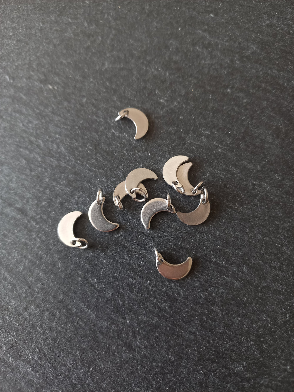 10 or 50 Stainless Steel Crescent Moon Charms 10x7x1mm