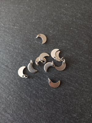 10 or 50 Stainless Steel Crescent Moon Charms 10x7x1mm
