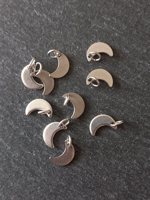 10 or 50 Stainless Steel Crescent Moon Charms 10x7x1mm