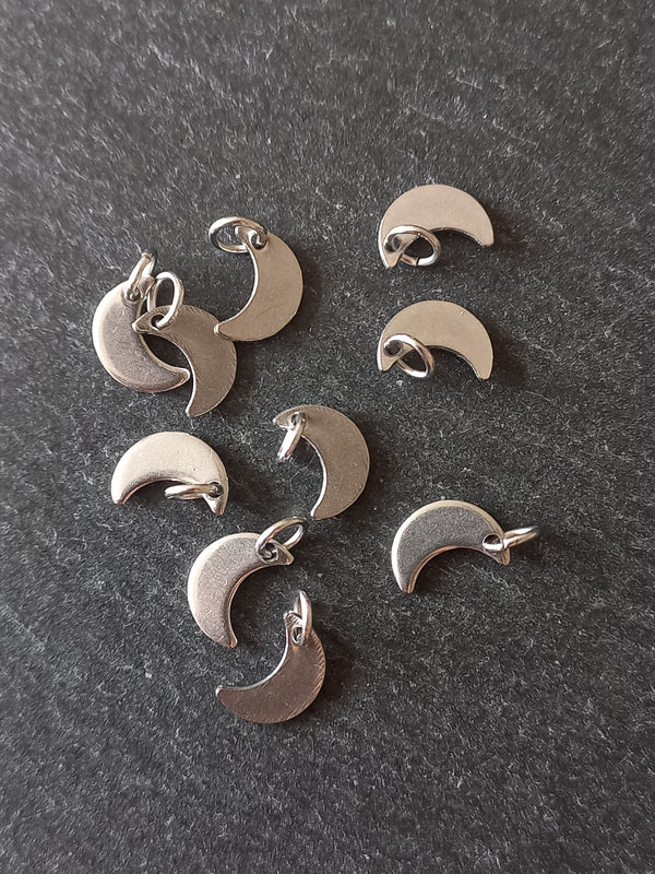 10 or 50 Stainless Steel Crescent Moon Charms 10x7x1mm