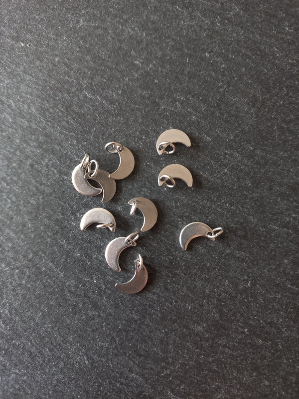 10 or 50 Stainless Steel Crescent Moon Charms 10x7x1mm