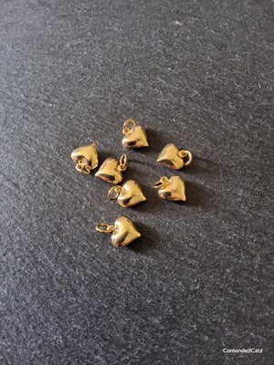 2 or 10 Heart Charms 18K Gold Plated Hollow Stainless Steel 13x11.5x4.5mm