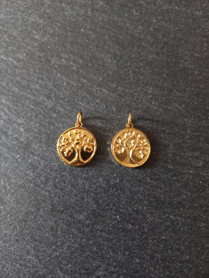 1 or 5 Stainless Steel Tree of Life Charms Genuine 18K Gold Plated 18x15x2mm