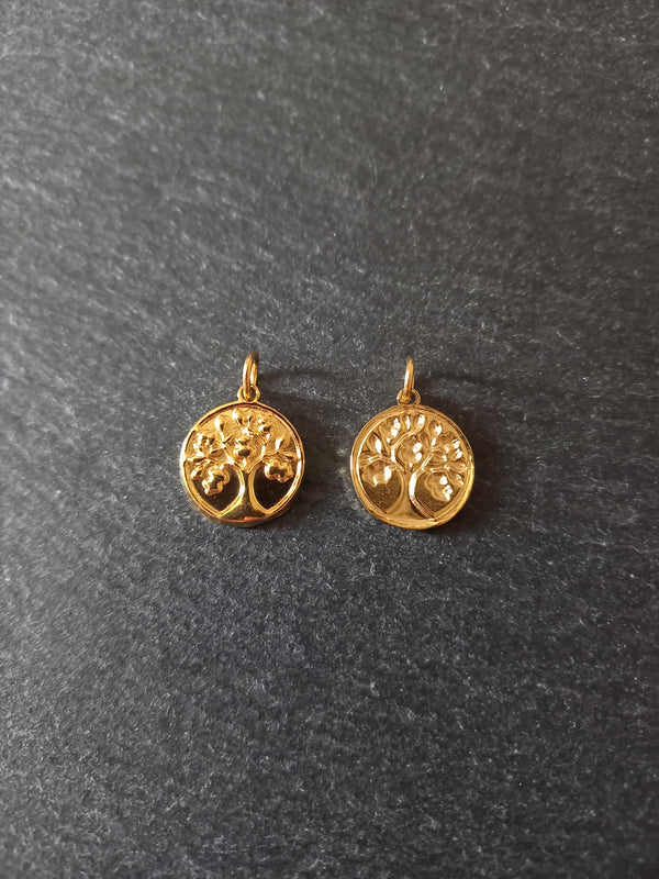 1 or 5 Stainless Steel Tree of Life Charms Genuine 18K Gold Plated 18x15x2mm