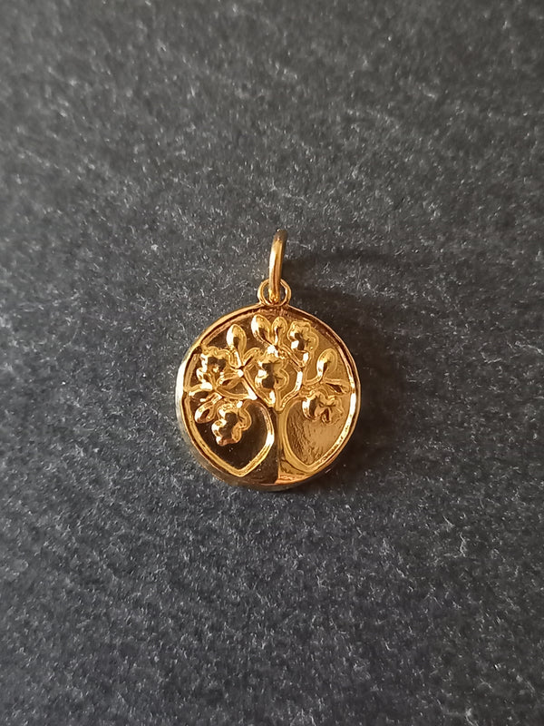 1 or 5 Stainless Steel Tree of Life Charms Genuine 18K Gold Plated 18x15x2mm