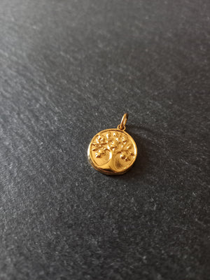 1 or 5 Stainless Steel Tree of Life Charms Genuine 18K Gold Plated 18x15x2mm