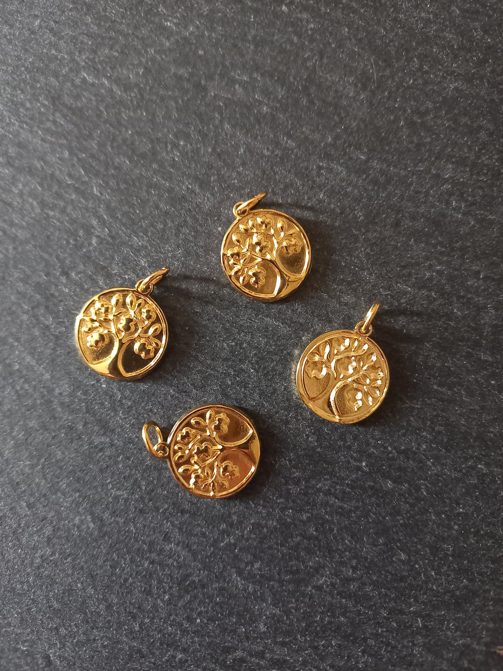 1 or 5 Stainless Steel Tree of Life Charms Genuine 18K Gold Plated 18x15x2mm