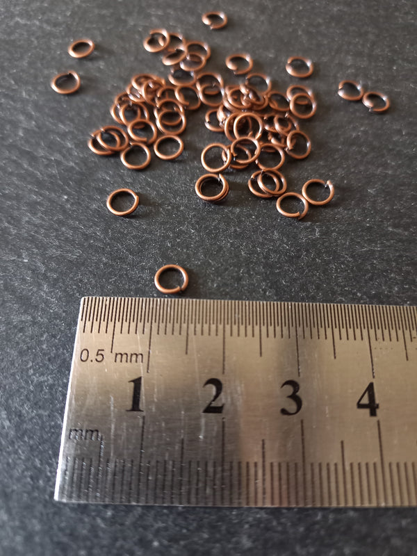 200 or 1000 Antique Copper Tone Alloy 5mm Diameter 0.7mm Jump Rings (21 gauge)