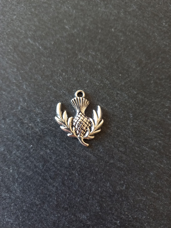 10 or 50 Scottish Thistle charms Antique Silver Tone Alloy 23x20mm