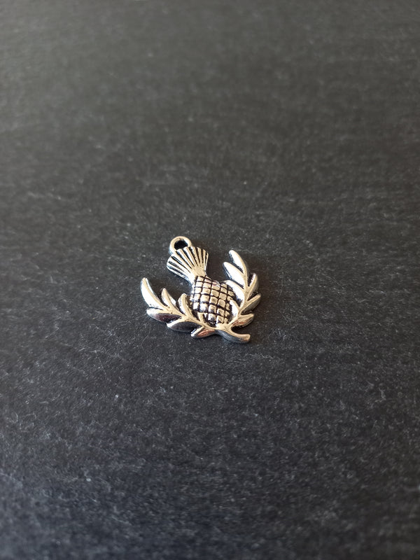 10 or 50 Scottish Thistle charms Antique Silver Tone Alloy 23x20mm