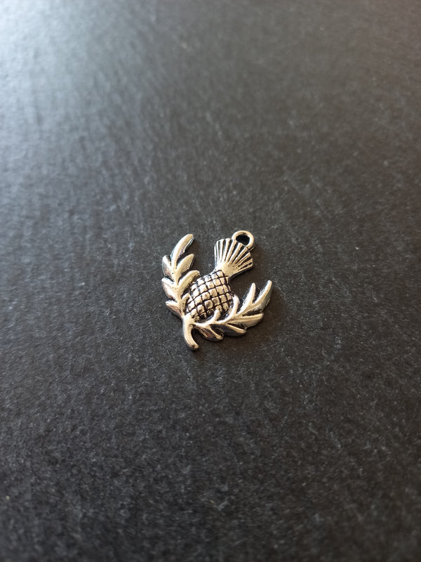 10 or 50 Scottish Thistle charms Antique Silver Tone Alloy 23x20mm