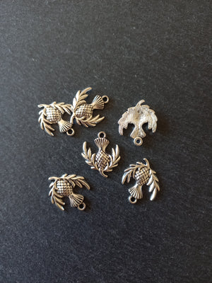 10 or 50 Scottish Thistle charms Antique Silver Tone Alloy 23x20mm