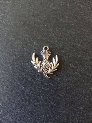 10 or 50 Scottish Thistle charms Antique Silver Tone Alloy 23x20mm