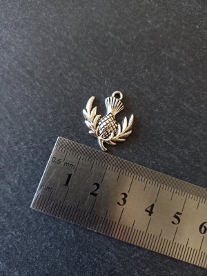 10 or 50 Scottish Thistle charms Antique Silver Tone Alloy 23x20mm