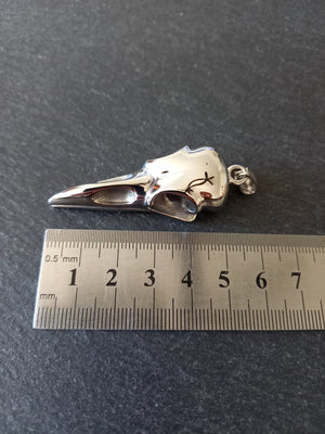Large Stainless Steel Raven Skull Pendant 56x21.5x14.5mm