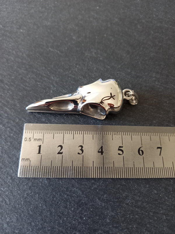 Large Stainless Steel Raven Skull Pendant 56x21.5x14.5mm
