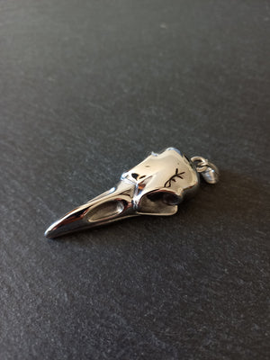 Large Stainless Steel Raven Skull Pendant 56x21.5x14.5mm