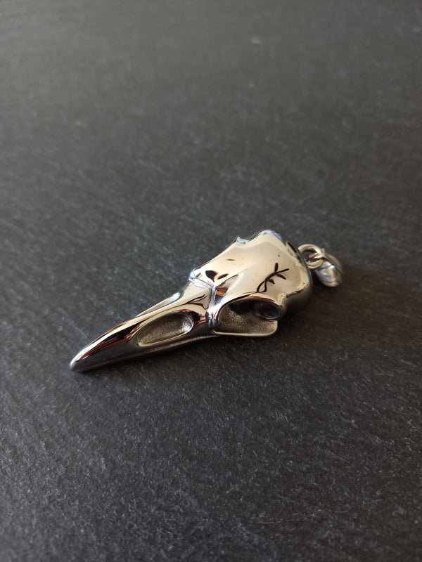 Large Stainless Steel Raven Skull Pendant 56x21.5x14.5mm