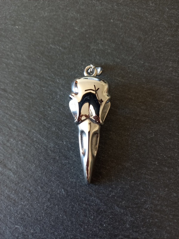 Large Stainless Steel Raven Skull Pendant 56x21.5x14.5mm