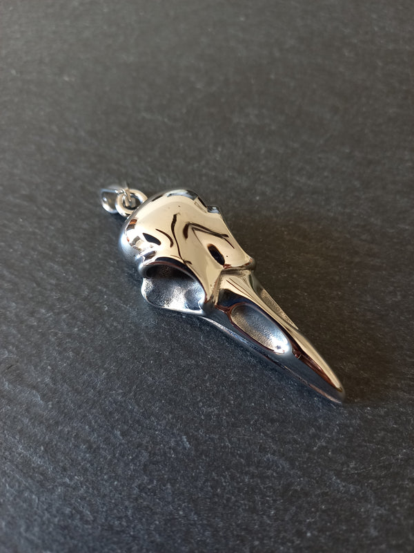 Large Stainless Steel Raven Skull Pendant 56x21.5x14.5mm