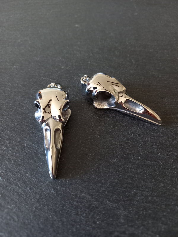Large Stainless Steel Raven Skull Pendant 56x21.5x14.5mm