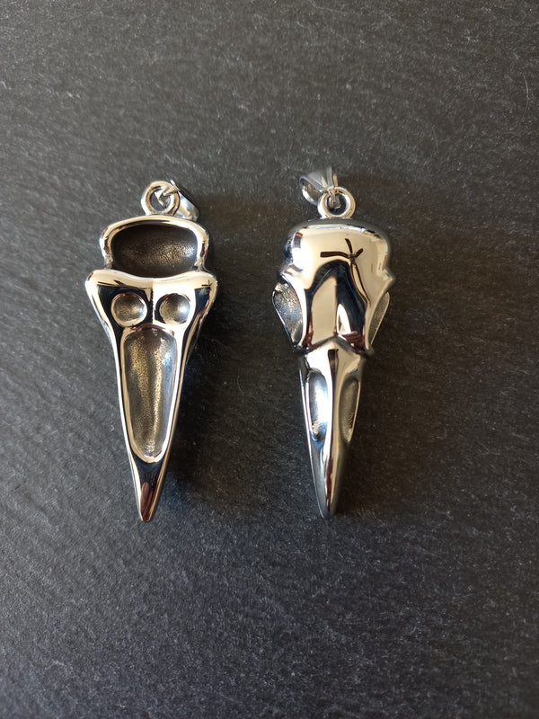 Large Stainless Steel Raven Skull Pendant 56x21.5x14.5mm