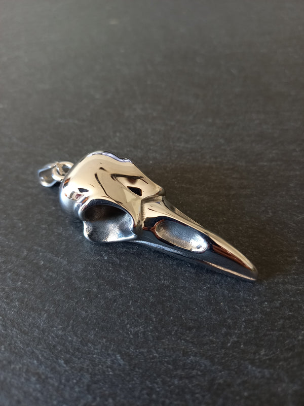 Large Stainless Steel Raven Skull Pendant 56x21.5x14.5mm