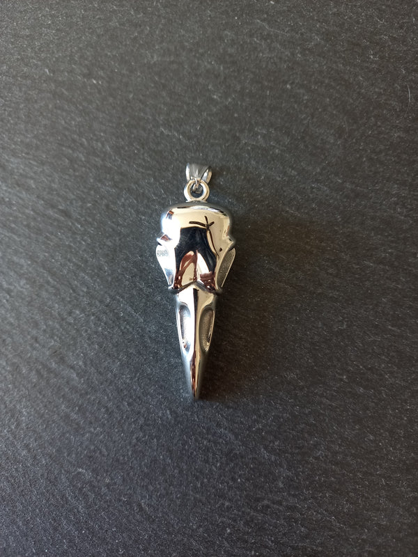 Large Stainless Steel Raven Skull Pendant 56x21.5x14.5mm