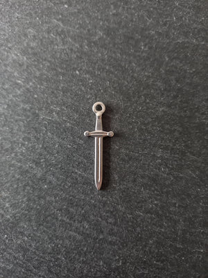 2 or 10 Sword Charms Antique Silver Tone Stainless Steel 30x10x2mm
