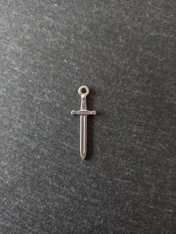 2 or 10 Sword Charms Antique Silver Tone Stainless Steel 30x10x2mm