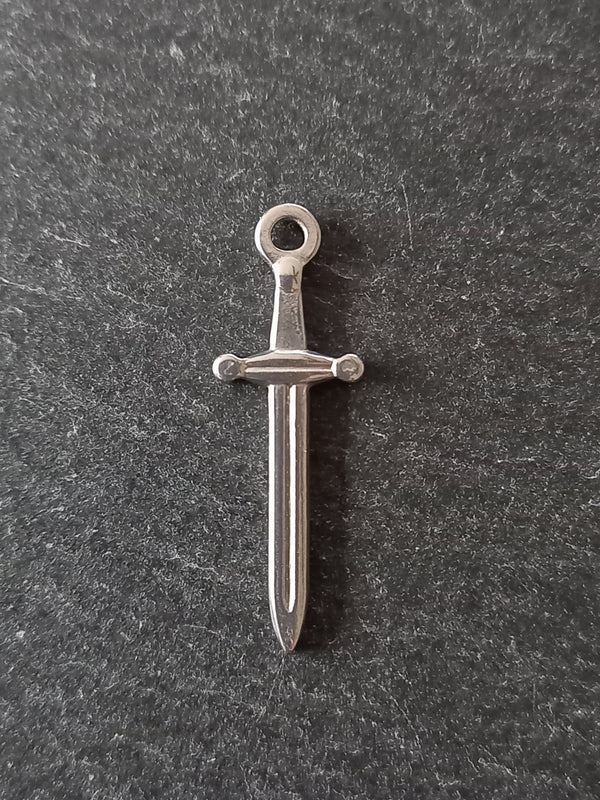 2 or 10 Sword Charms Antique Silver Tone Stainless Steel 30x10x2mm