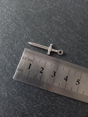 2 or 10 Sword Charms Antique Silver Tone Stainless Steel 30x10x2mm