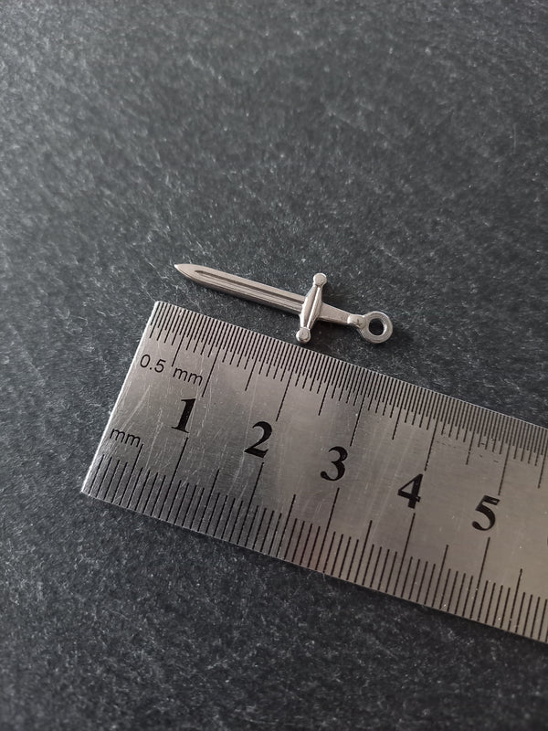 2 or 10 Sword Charms Antique Silver Tone Stainless Steel 30x10x2mm