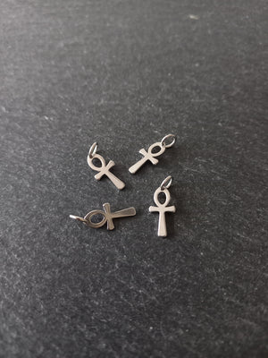 4 or 20 Little Ancient Egyptian Ankh Charms Stainless Steel 14x7x1mm