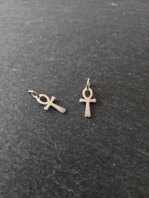 4 or 20 Little Ancient Egyptian Ankh Charms Stainless Steel 14x7x1mm