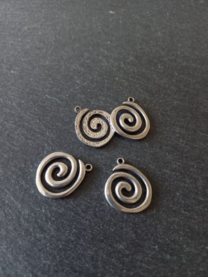 1 or 5 Round Swirl Charms Stainless Steel 23x19.5x2mm