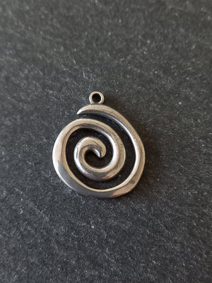1 or 5 Round Swirl Charms Stainless Steel 23x19.5x2mm