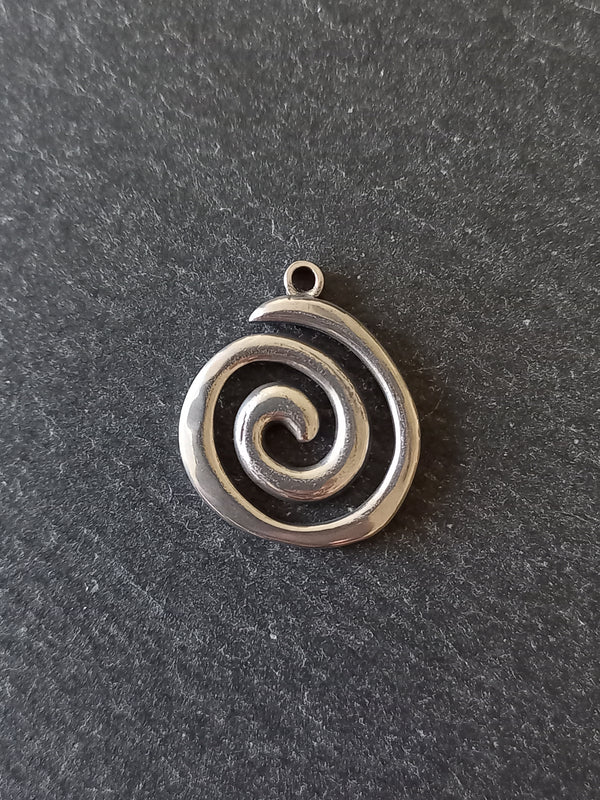 1 or 5 Round Swirl Charms Stainless Steel 23x19.5x2mm